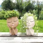 Closed Eyes Face Planter Pot