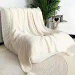 CoarseKnit Plaid Stylish Knit Blanket Fleece Blanket for Year Round Comfort tag1