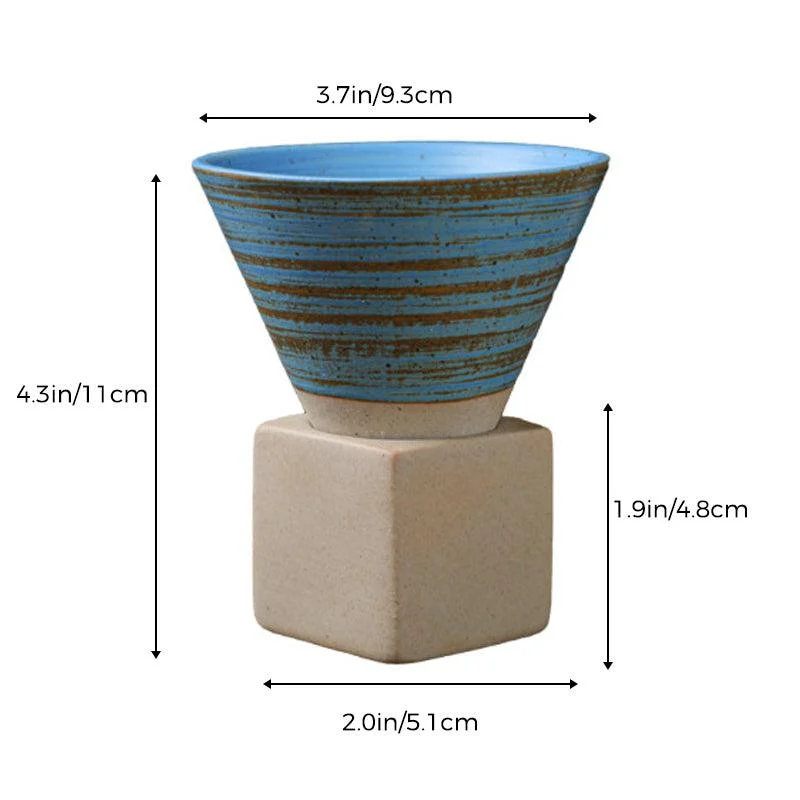Coarse Pottery Coffee Mug with Base Conical Couture Cup & Base Set -  - #tag1#