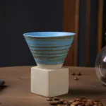 Coarse Pottery Coffee Mug with Base Conical Couture Cup Base Set tag1