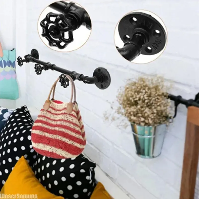 Coat Rack Black Industrial Style Suitable for Bags and Coats up to 30kg tag1