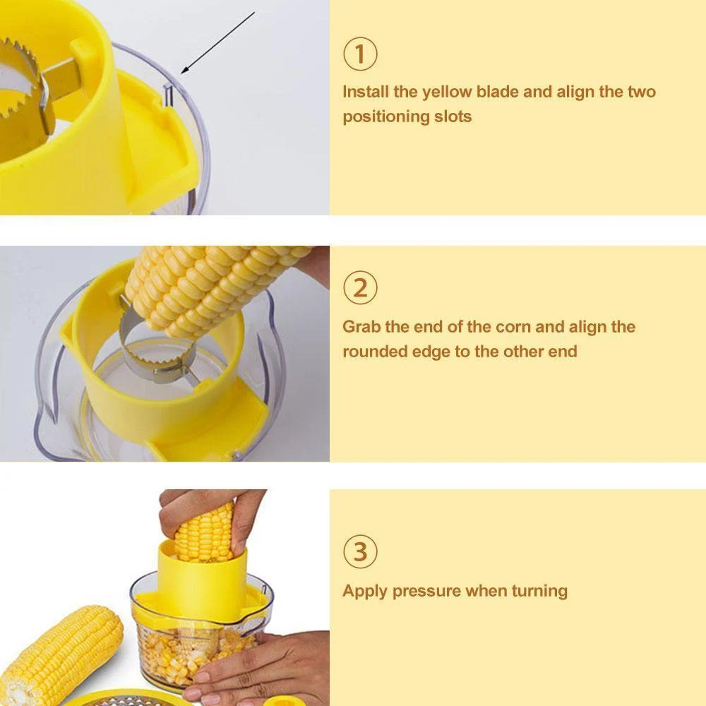 Cob Corn Stripper With Built-In Measuring Cup And Grater -  - #tag1#