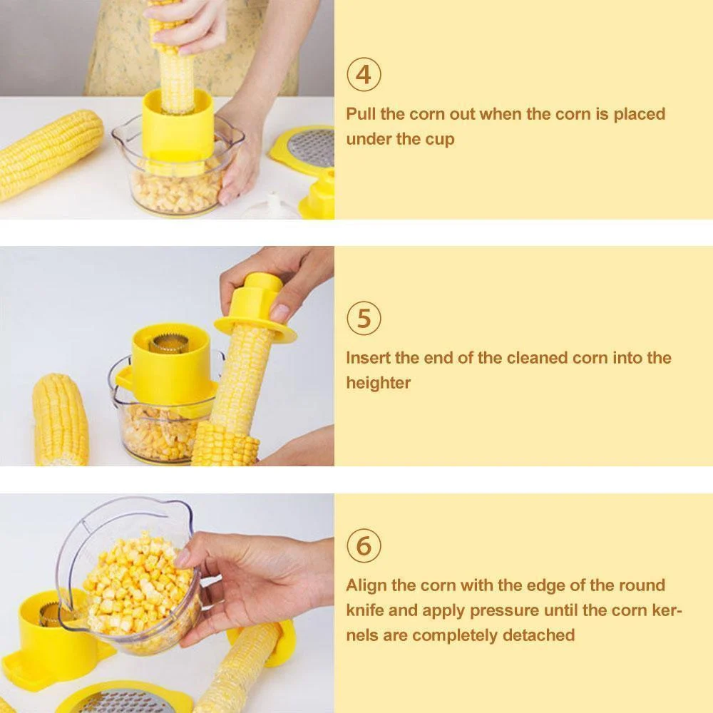 Cob Corn Stripper With Built-In Measuring Cup And Grater -  - #tag1#