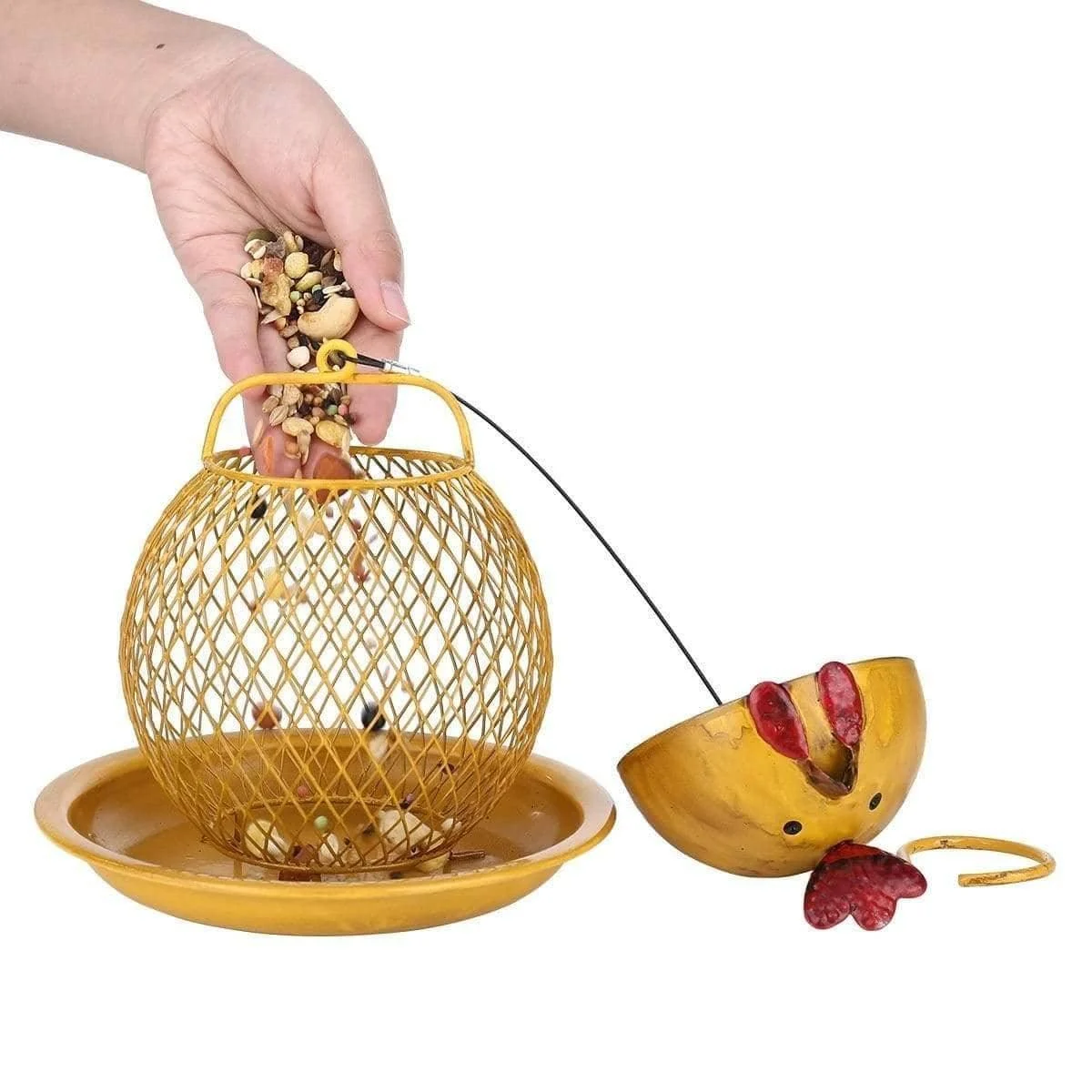 Cock Shaped Wild Bird Outdoor Garden Feeder - Whimsical & Fun Addition to Your Garden -