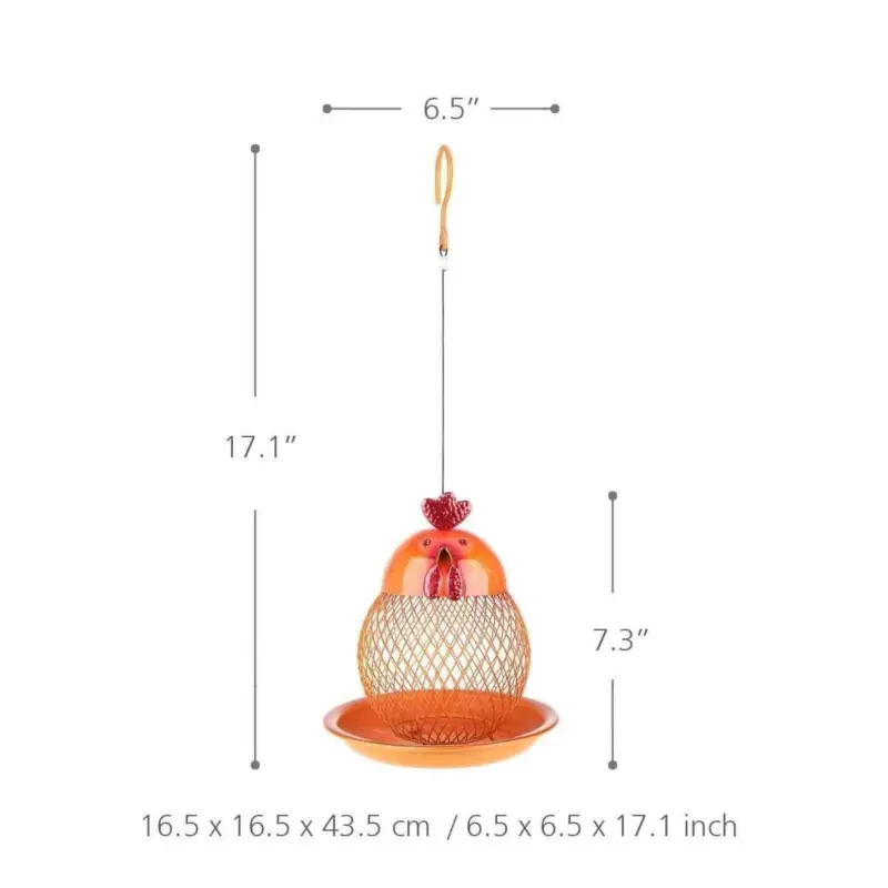Cock Shaped Wild Bird Outdoor Garden Feeder Whimsical Fun Addition to Your Garden