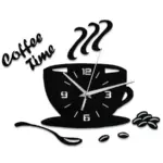 CoffeeTime Original Coffee Cup Mirror Wall Clock tag1
