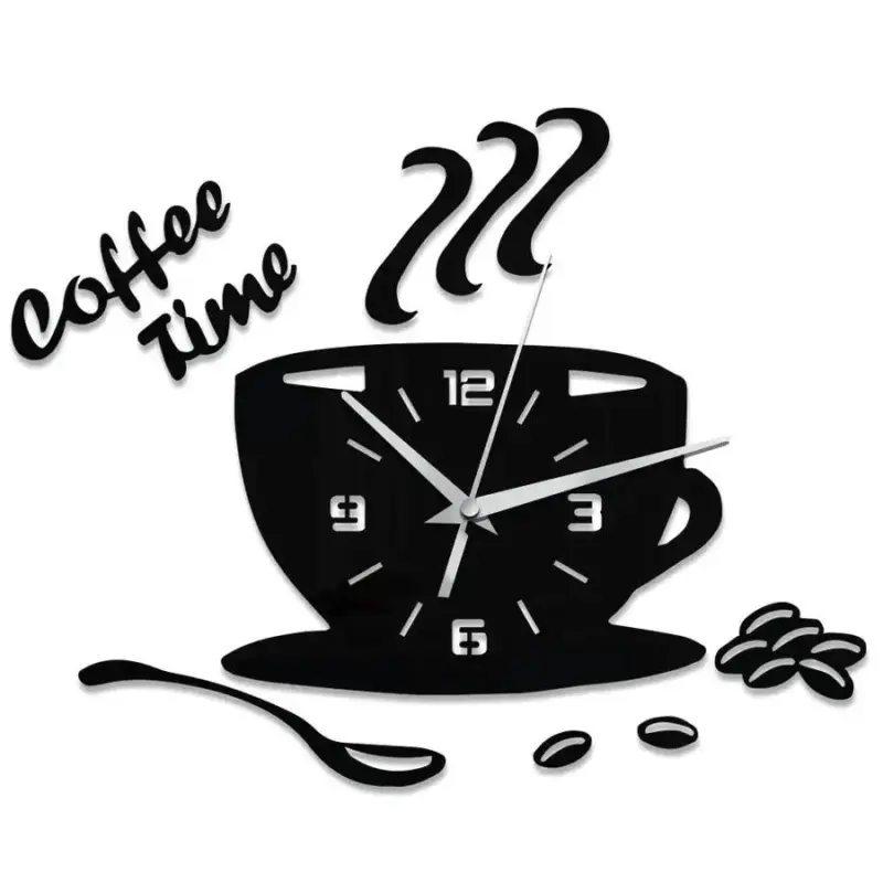 CoffeeTime Original Coffee Cup Mirror Wall Clock tag1