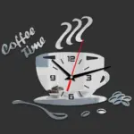 CoffeeTime Original Coffee Cup Mirror Wall Clock tag1