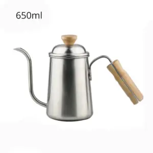 Coffee Stainless Steel Gooseneck Kettle with Wood Handle