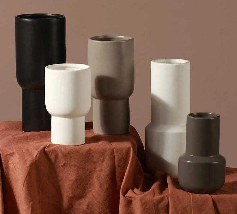 Cold Taupe Minimalist Vase For Dried Flowers -