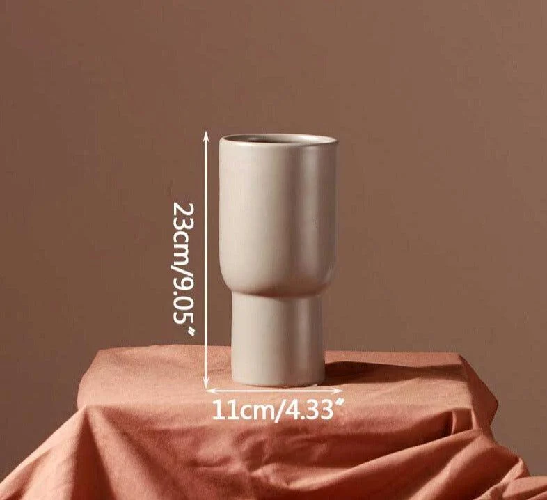Cold Taupe Minimalist Vase For Dried Flowers -