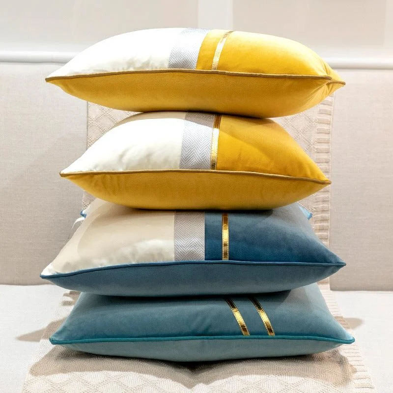 Color Block Velvet Pillow Cover -  - #tag1#