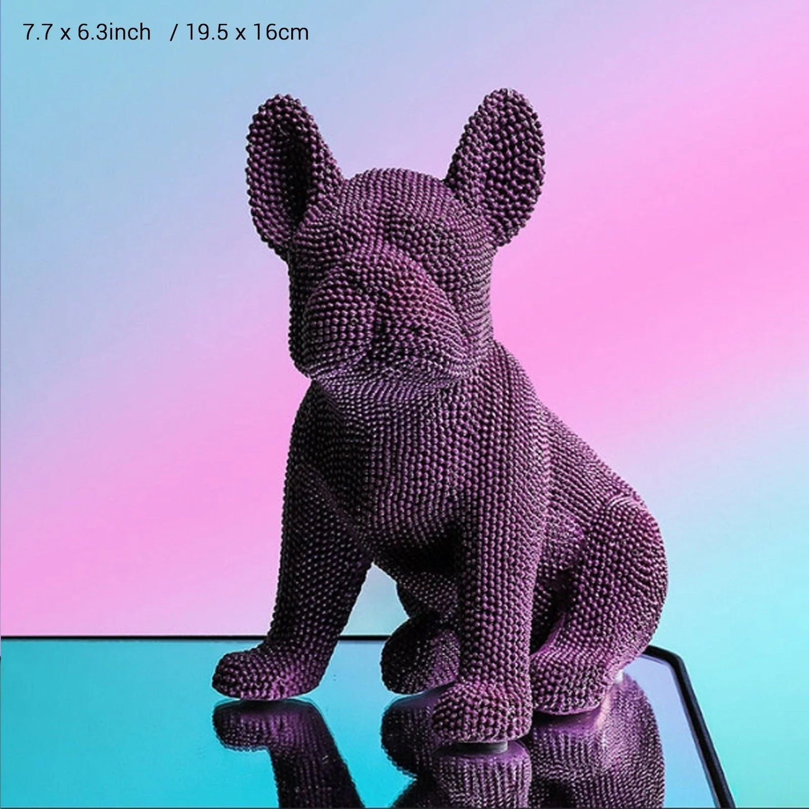 Color French Bulldog Bead Texture Sculpture -