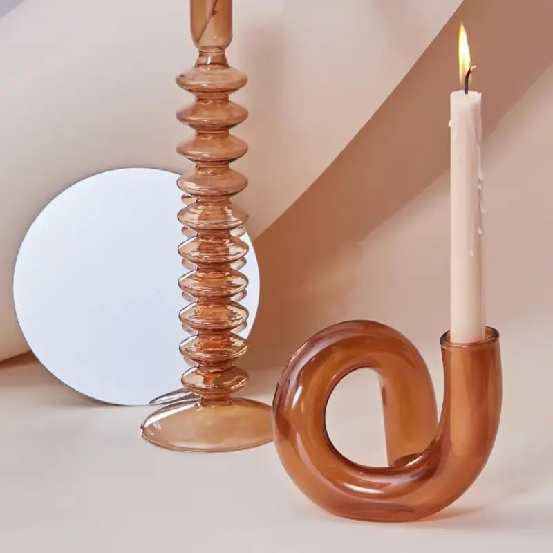 Color Glass Twisted Candlestick Holder tag1