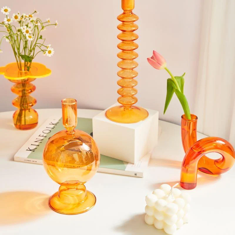 Color Glass Twisted Candlestick Holder -  - #tag1#