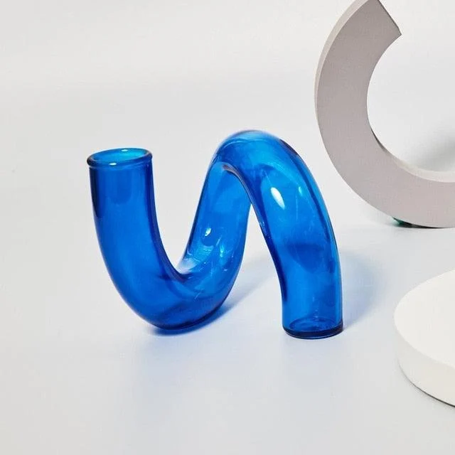 Color Glass Twisted Candlestick Holder -  - #tag1#