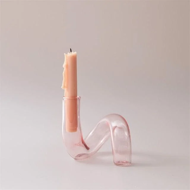 Color Glass Twisted Candlestick Holder -  - #tag1#