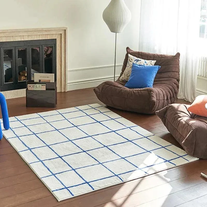 Color Irregular Plaid Pattern Area Carpet Rug -