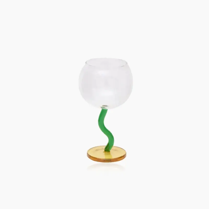 Colored Bubble Borosilicate Glass Twisted Wine Glass