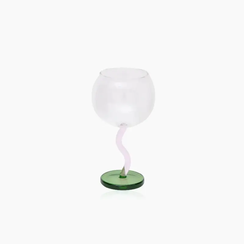 Colored Bubble Borosilicate Glass Twisted Wine Glass