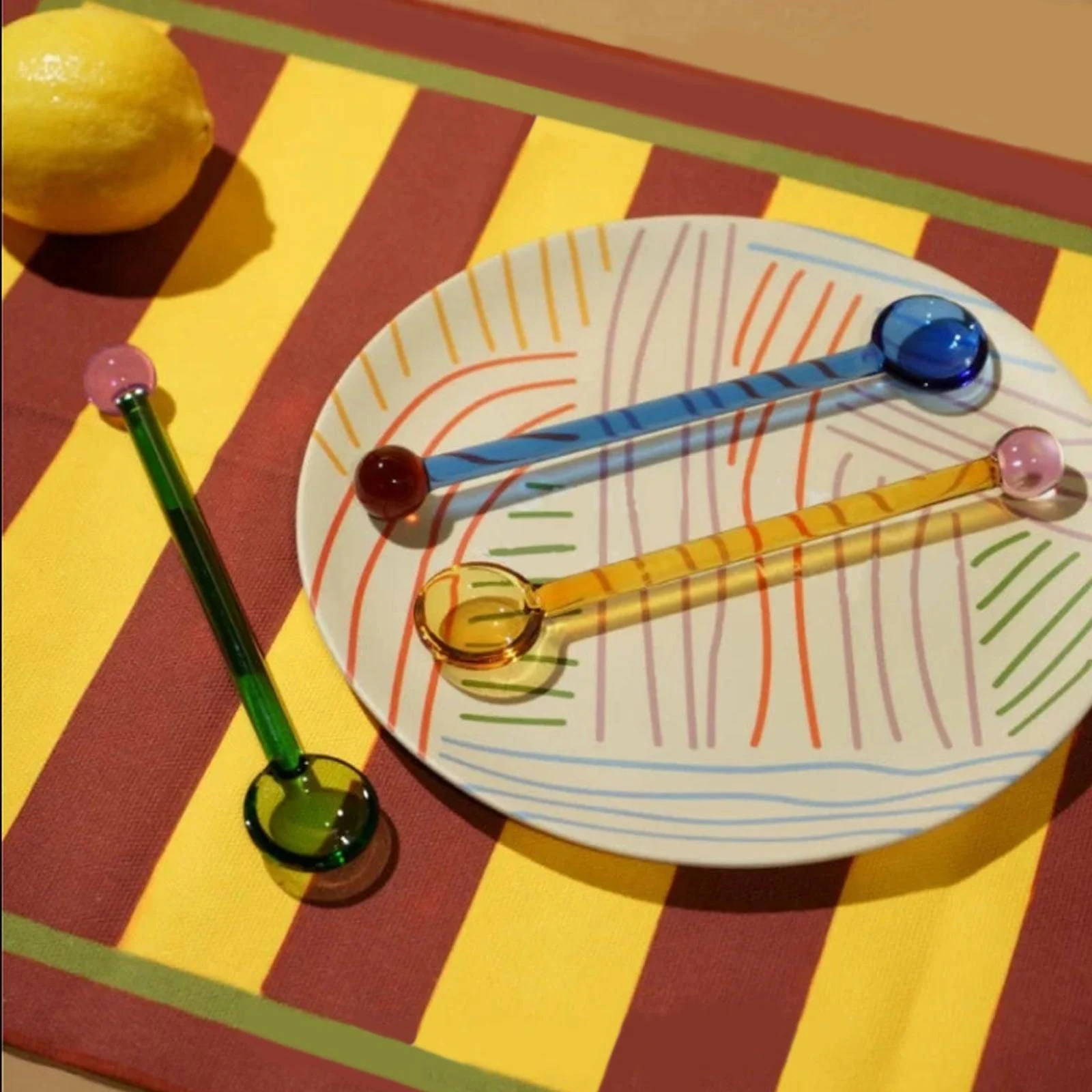 Colored Glass Mixing Spoon -