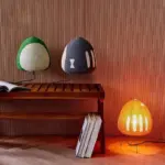 Colored Japanese Wabi Sabi Style Rice Paper Lantern Lamp