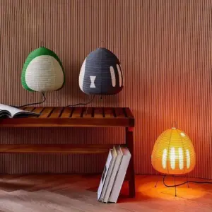 Colored Japanese Wabi-Sabi Style Rice Paper Lantern Lamp