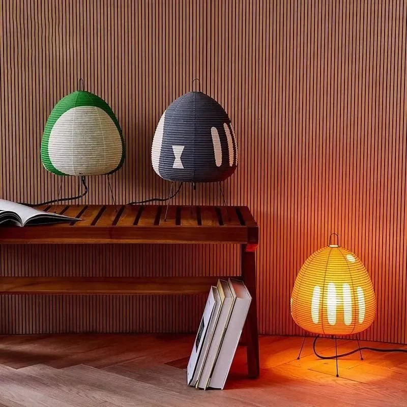 Colored Japanese Wabi-Sabi Style Rice Paper Lantern Lamp -