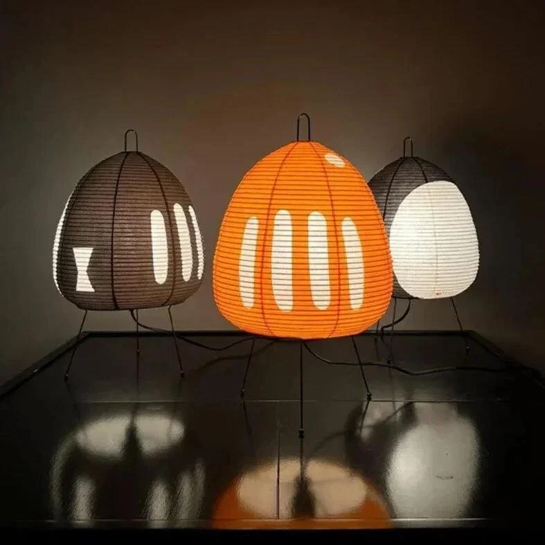 Colored Japanese Wabi-Sabi Style Rice Paper Lantern Lamp -
