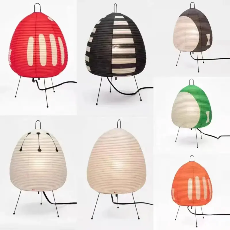 Colored Japanese Wabi Sabi Style Rice Paper Lantern Lamp