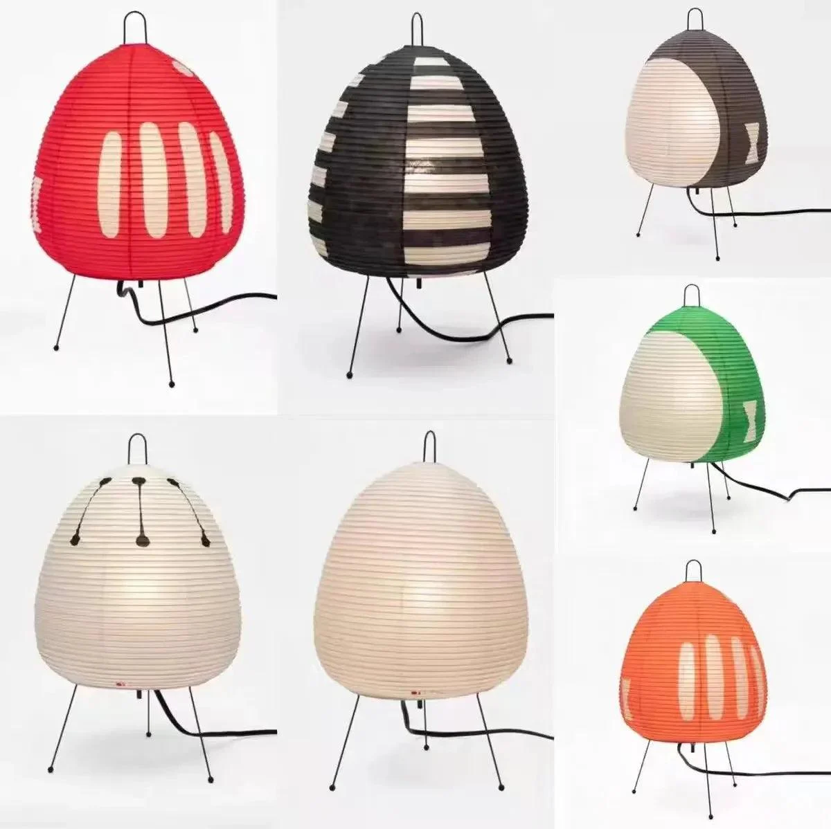 Colored Japanese Wabi-Sabi Style Rice Paper Lantern Lamp -