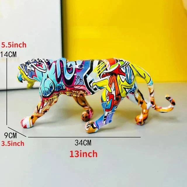 Colorful Art Leopard Statue -