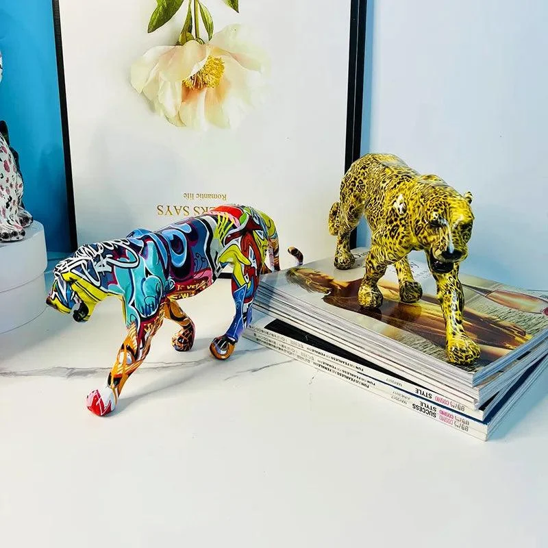 Colorful Art Leopard Statue -