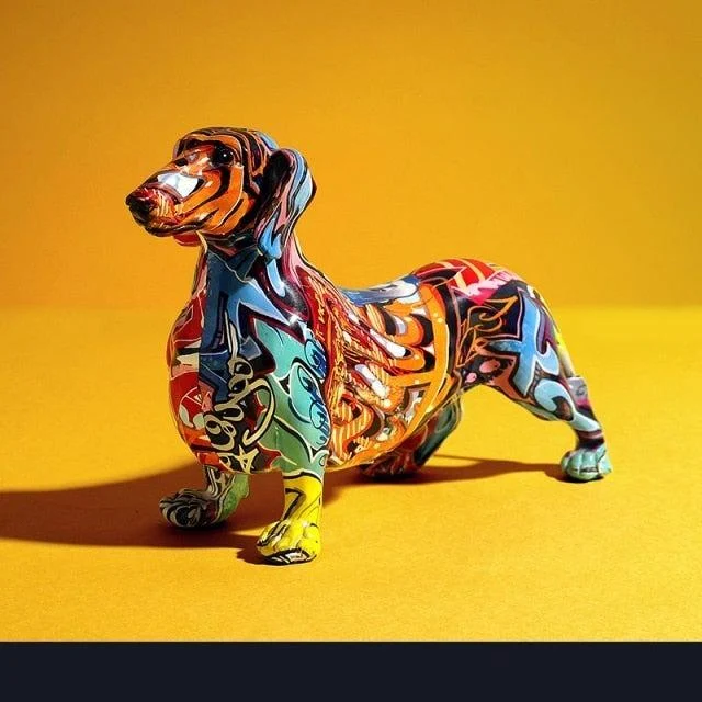 Colorful Dachshund Dog Figurine -