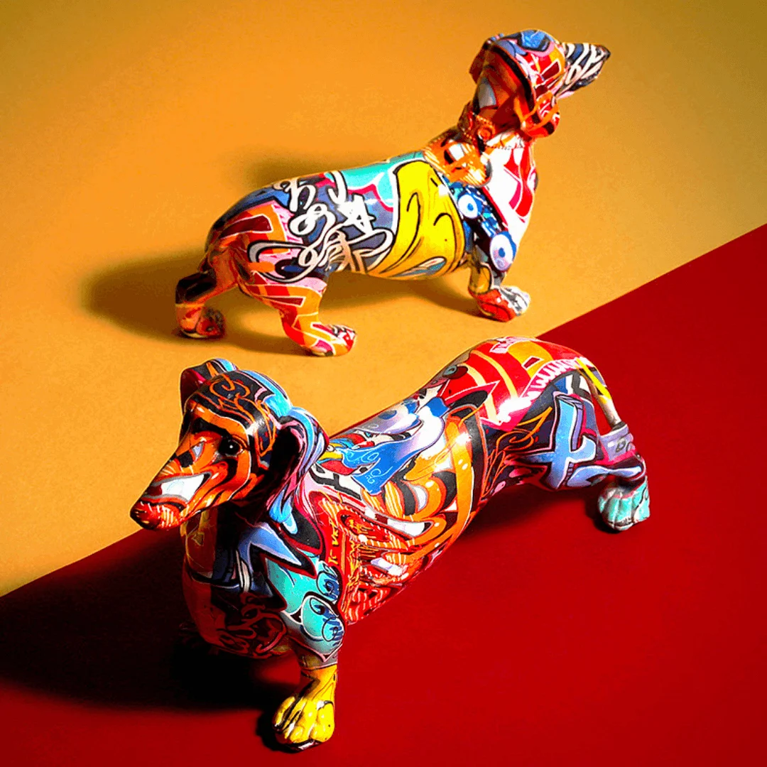 Colorful Dachshund Dog Figurine -