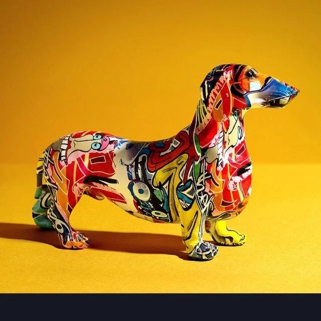 Colorful Dachshund Dog Figurine -