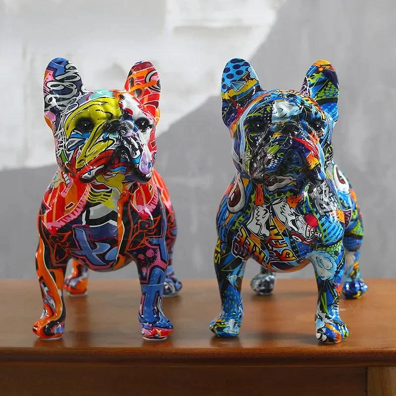 Colorful French Bulldog Sculpture - - #tag1#