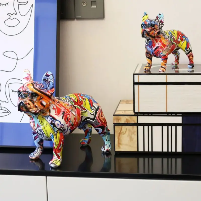 Colorful French Bulldog Sculpture tag1