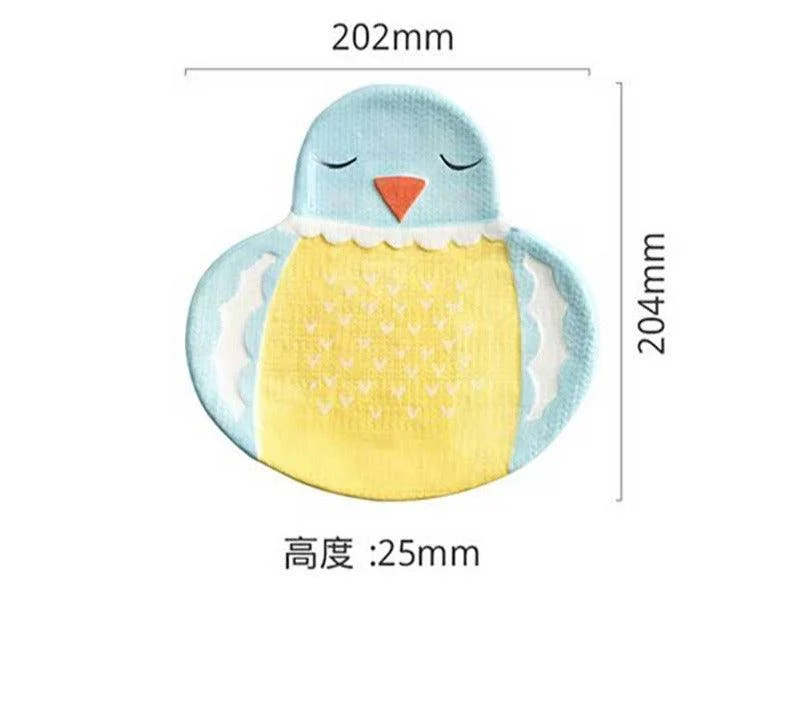 Colorful Kids Ceramic Owl Penguin Fox Plate -