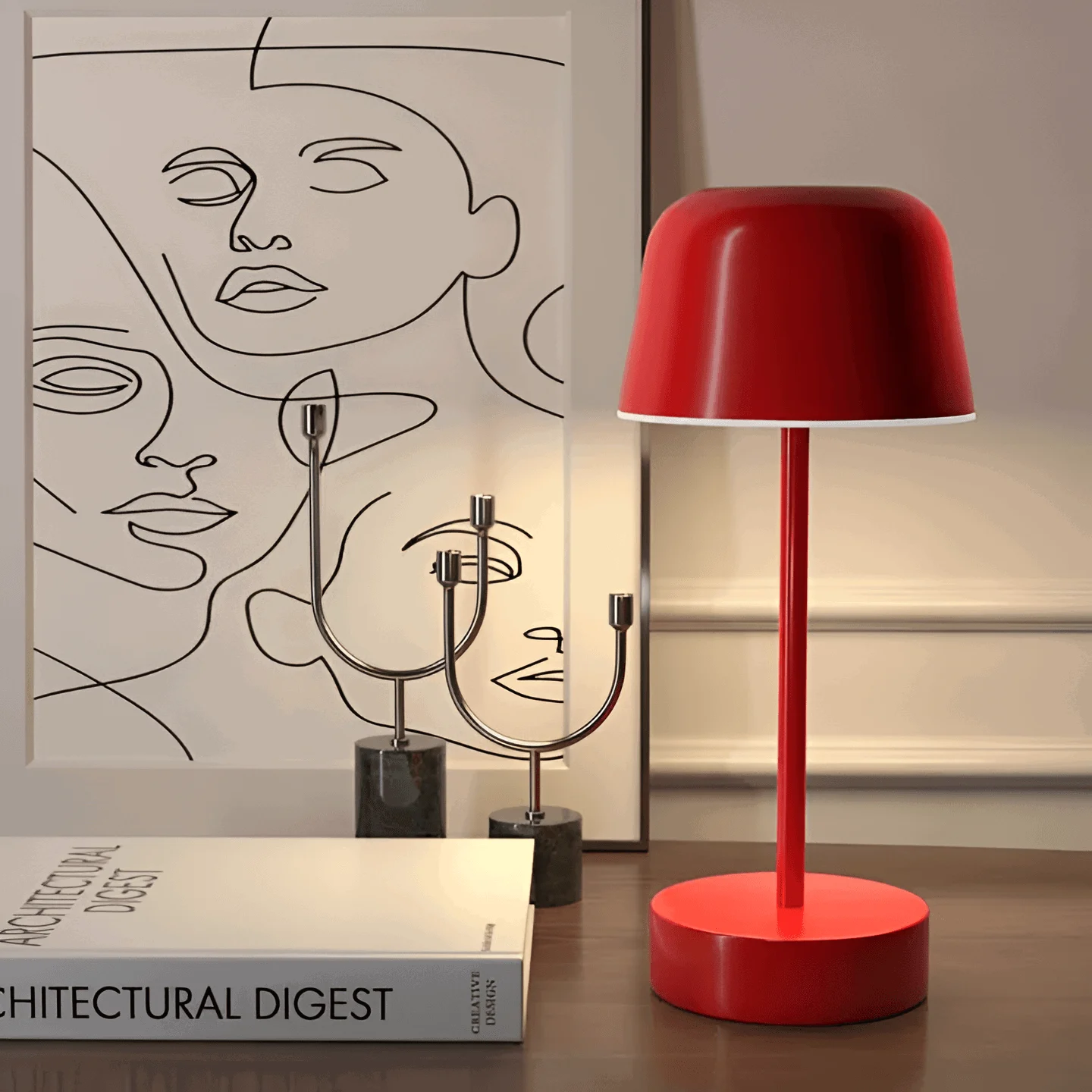 Colorful LED table lamp in retro design, wireless, USB -  - #tag1#