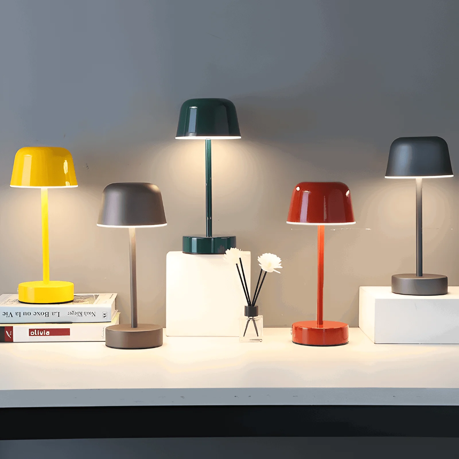 Colorful LED table lamp in retro design, wireless, USB -  - #tag1#