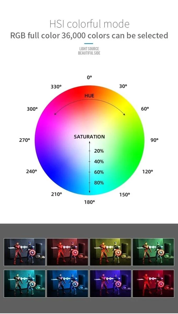 Colorful RGB LED Video Light Dimmable Full Color -  - #tag1#