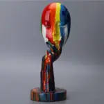 Colorful Woman Face Abstract Art Figurine