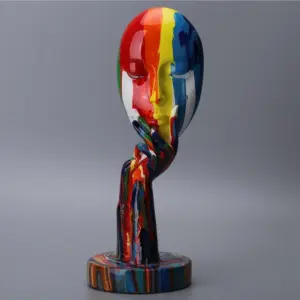 Colorful Woman Face Abstract Art Figurine