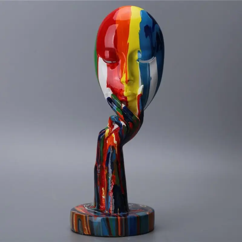 Colorful Woman Face Abstract Art Figurine