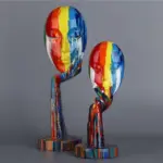 Colorful Woman Face Abstract Art Figurine