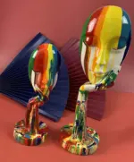Colorful Woman Face Abstract Art Figurine