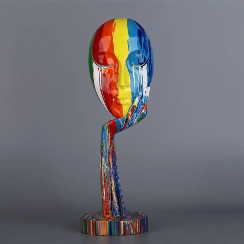 Colorful Woman Face Abstract Art Figurine