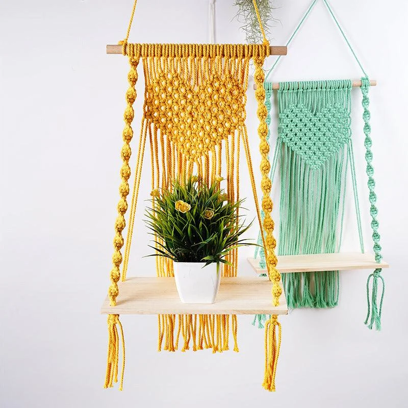 Colorful Woven Macramé Hanging Shelf -  - #tag1#
