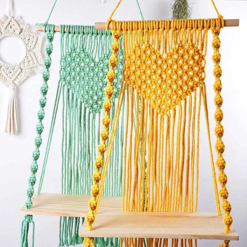 Colorful Woven Macramé Hanging Shelf -  - #tag1#